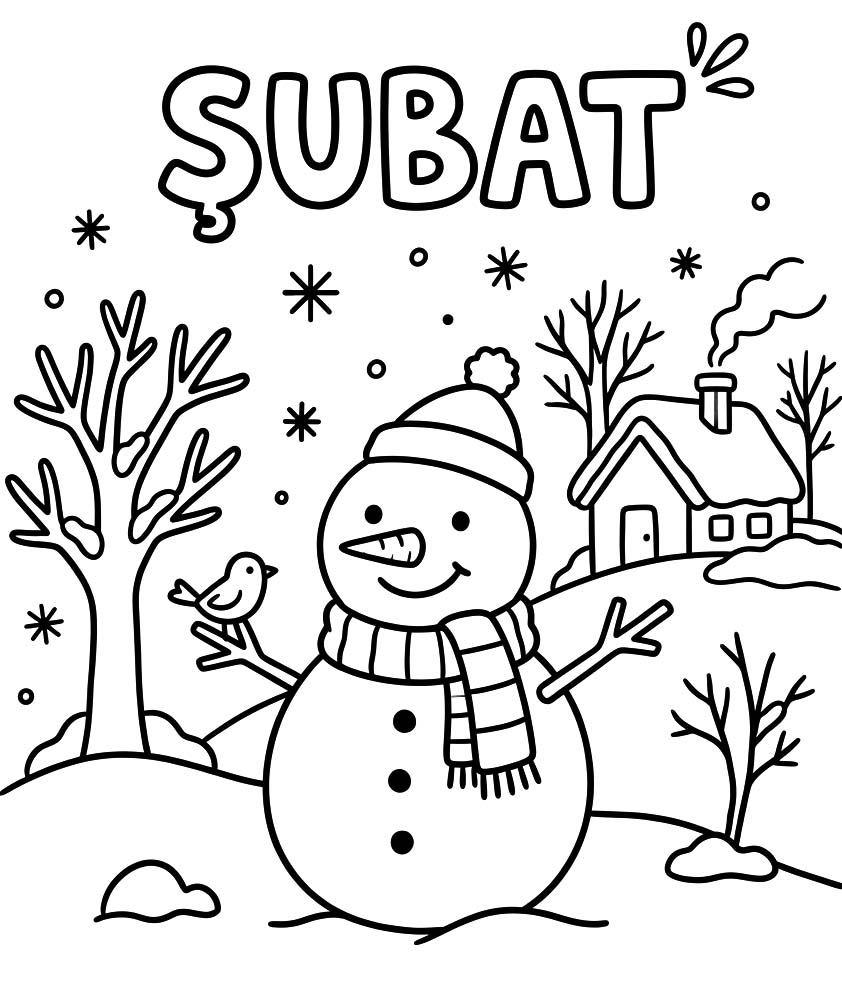 Şubat resim Boyama Sayfası