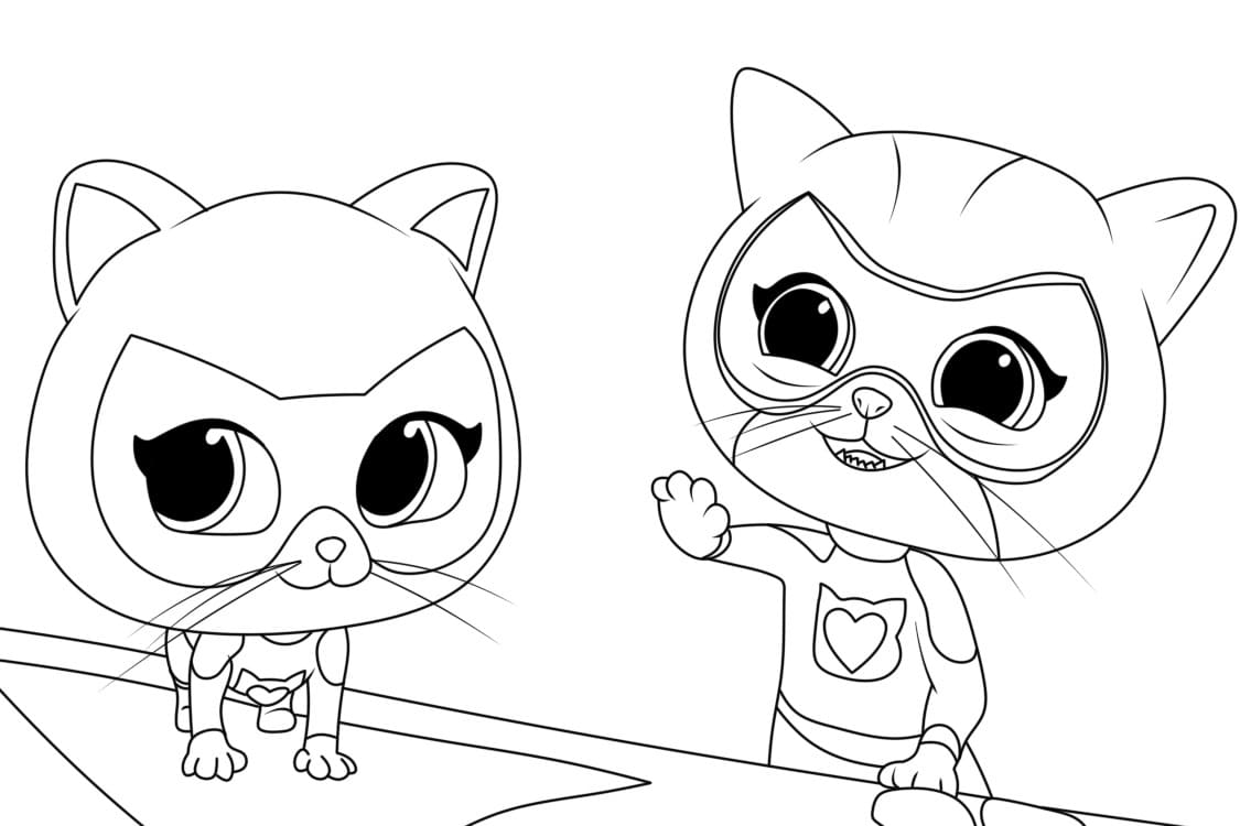 Süper Kediler 3 Boyama Sayfası