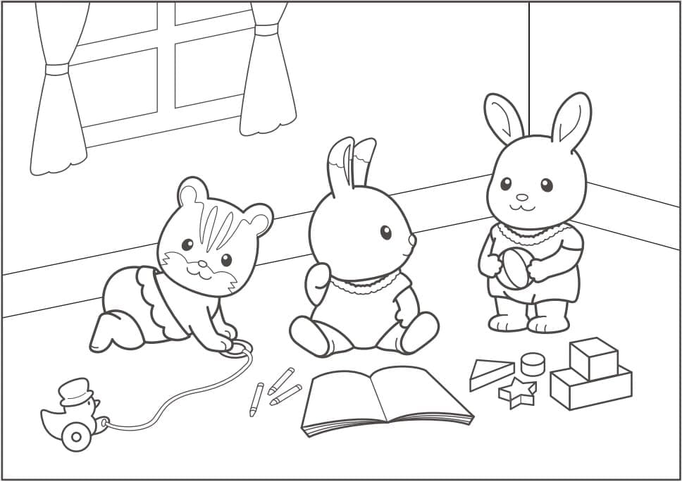Sylvanian Families Ücretsiz Çiz Boyama Sayfası