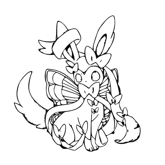 Sylveon çocuklar için temel Boyama Sayfası
