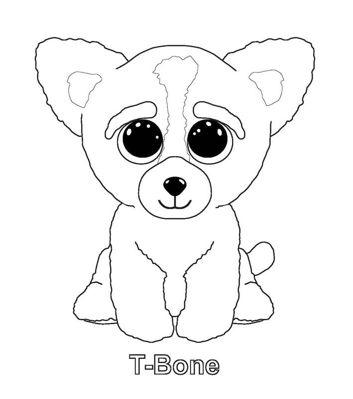 T-Bone Köpek Beanie Boos Çiz Boyama Sayfası