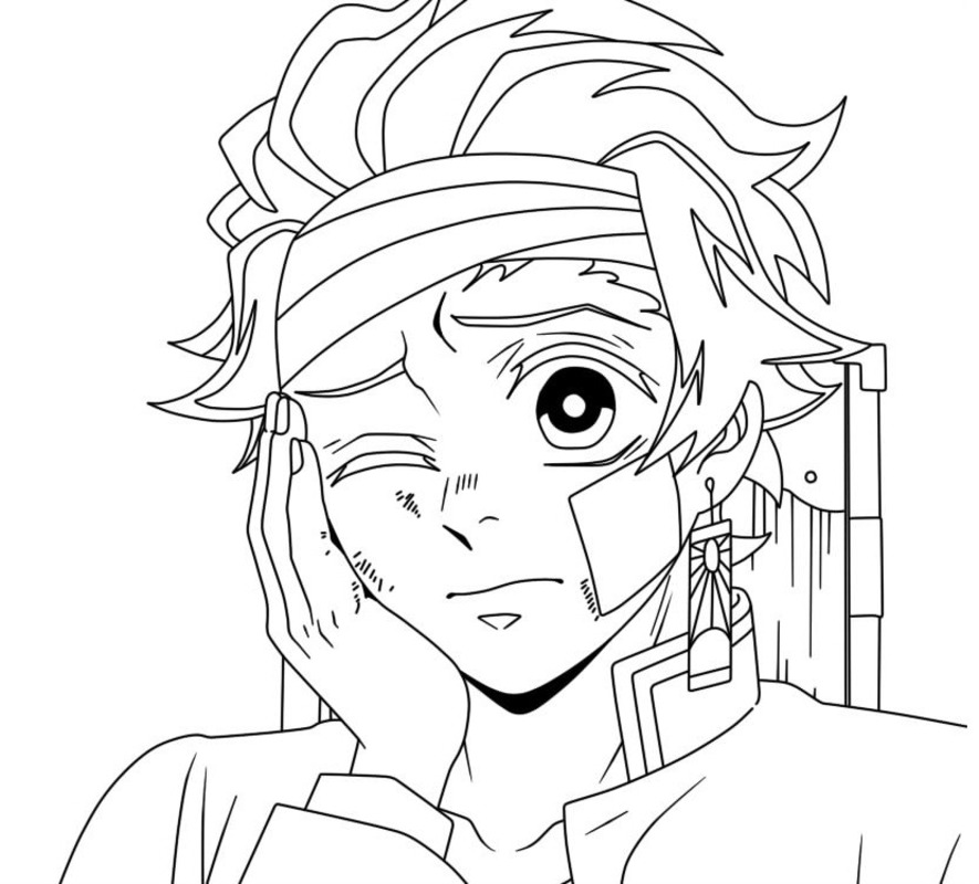 Tanjiro Yazdırılabilir Boyama Sayfası