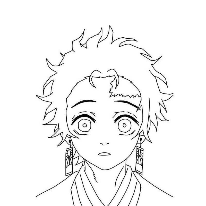 Tanjiro çocuklar için kolay Boyama Sayfası