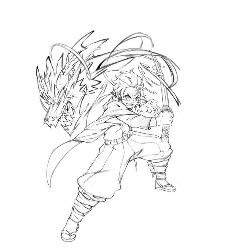 Tanjiro çocuklar için Boyama Sayfası