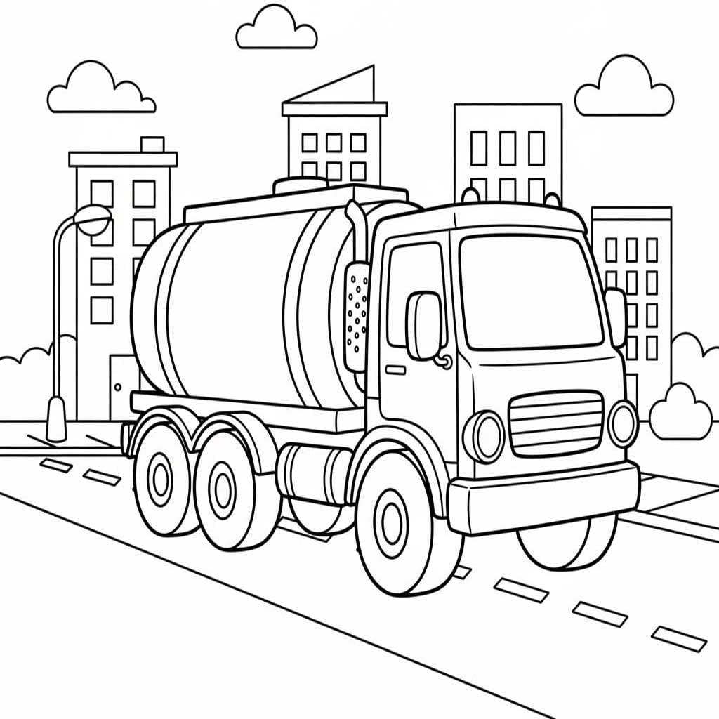 Tanker Kamyonu 8 Boyama Sayfası