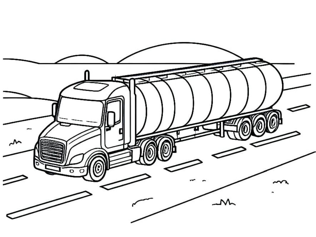 Tanker Kamyonu Yazdırılabilir Boyama Sayfası
