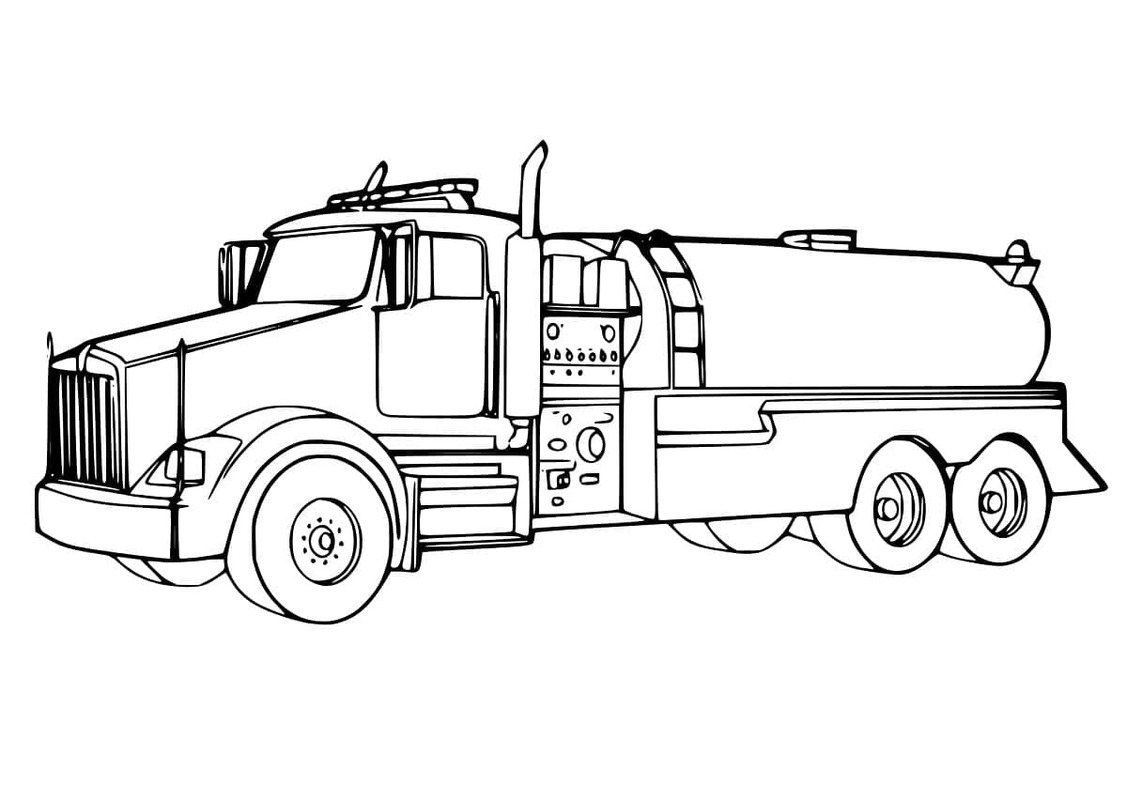 Tanker Kamyonu çocuklar için basit Boyama Sayfası