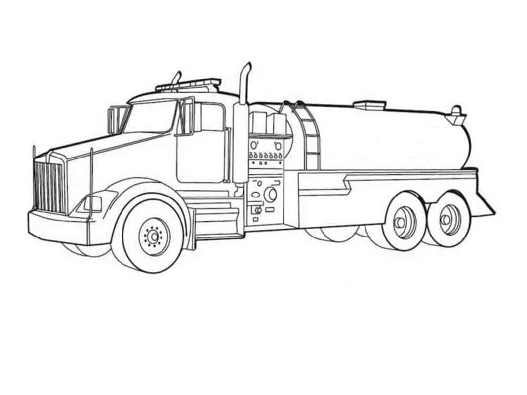 Tanker Kamyonu çocuklar için ücretsiz yazdırılabilir Boyama Sayfası