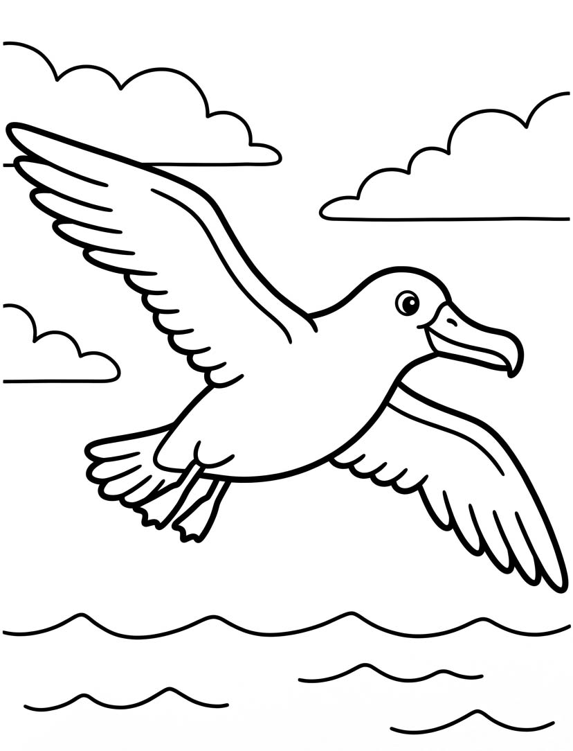 Temel Albatros Çizim Boyama Sayfası