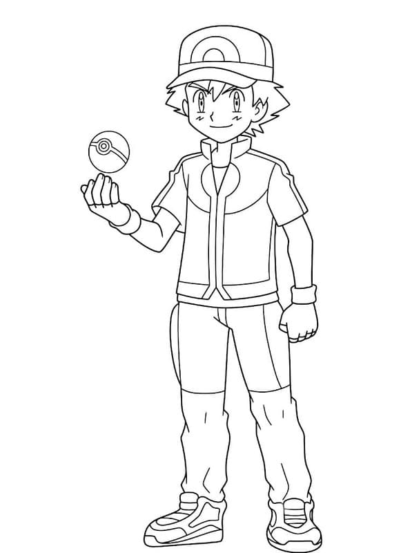 Temel Ash Ketchum Çizim Boyama Sayfası