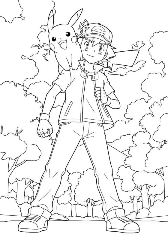 Temel Ash Ketchum resim Boyama Sayfası