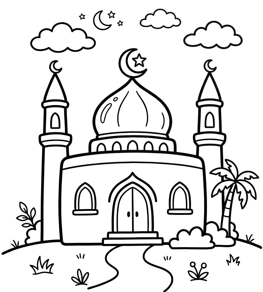 Temel Cami Resim Boyama Sayfası