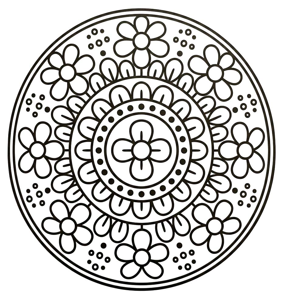 Temel Çiçek Mandala Boyama Sayfası