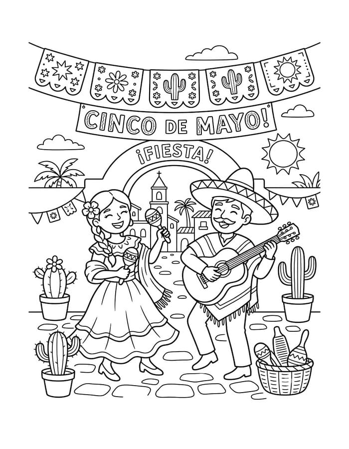 Temel Cinco de Mayo Boyama Sayfası