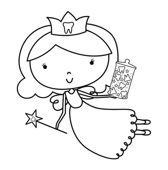 Temel Diş Perisi Çizim Boyama Sayfası