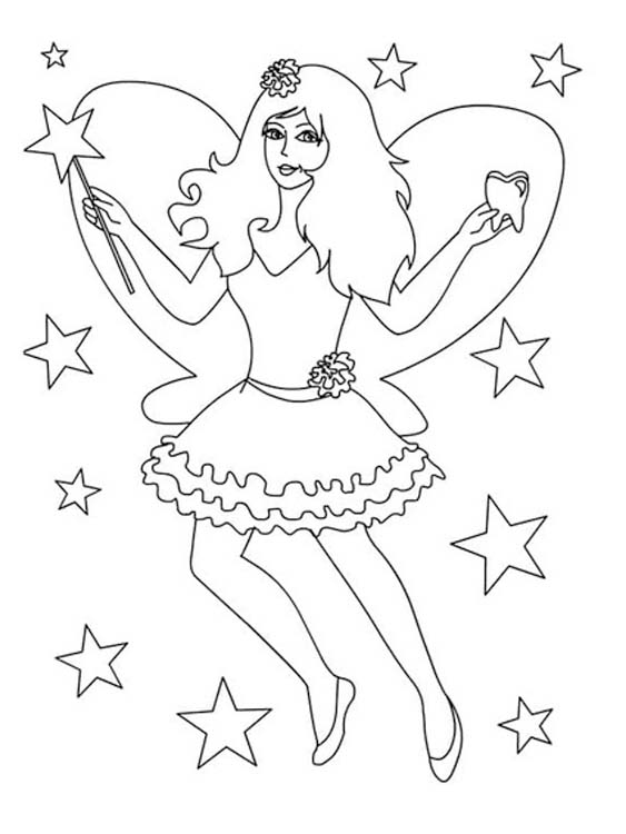 Temel Diş Perisi resim Boyama Sayfası