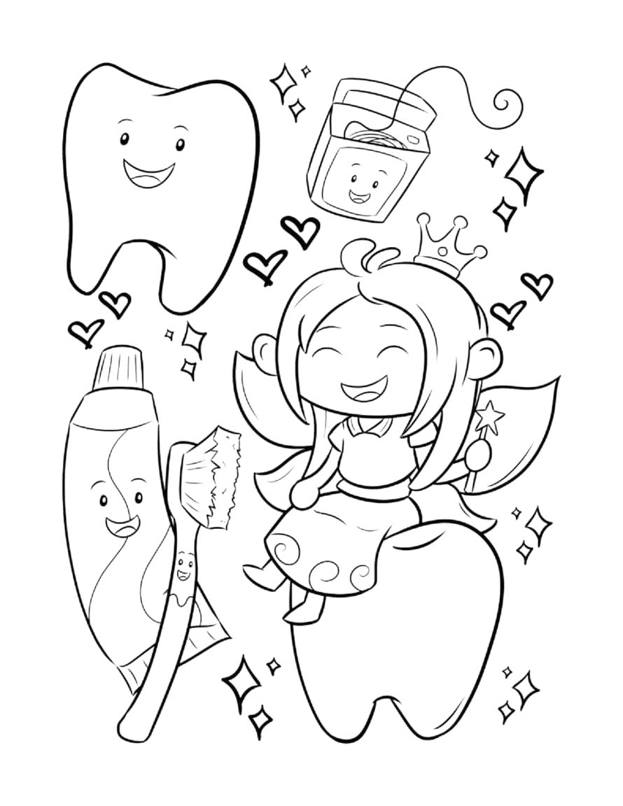 Temel Diş Perisi Boyama Sayfası