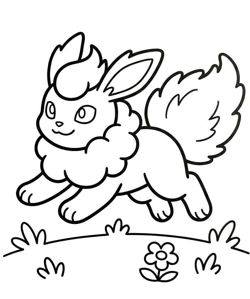 Temel Flareon Çizim Boyama Sayfası
