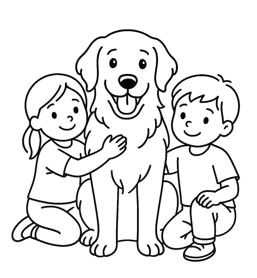 Temel Golden Retriever Çizim Boyama Sayfası