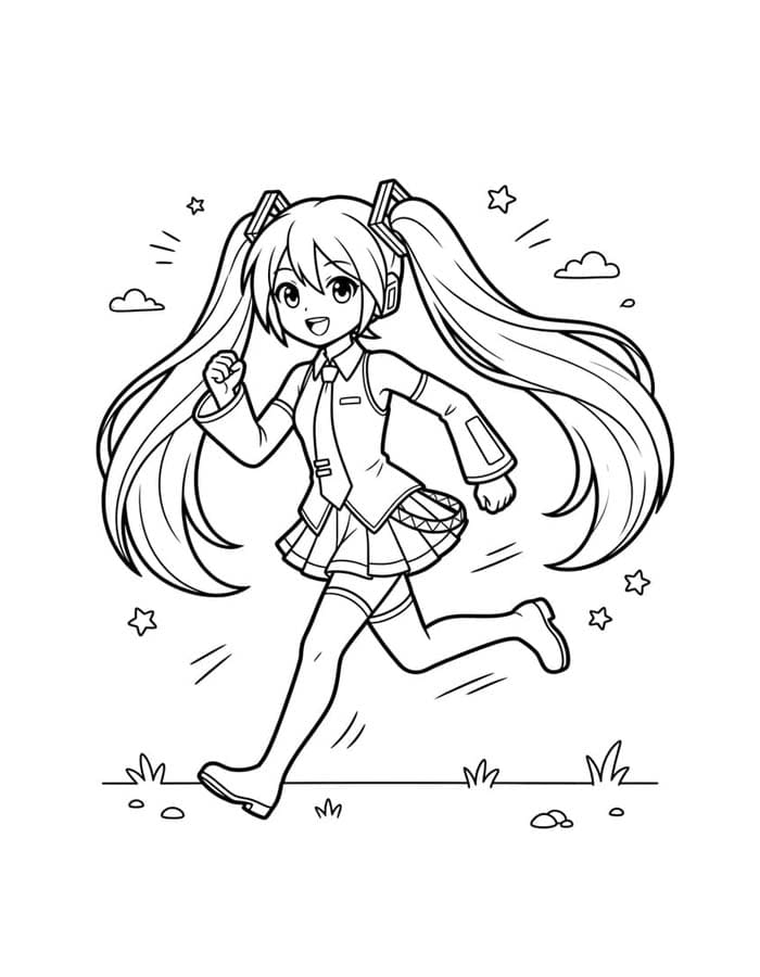 Temel Hatsune Miku resim Boyama Sayfası