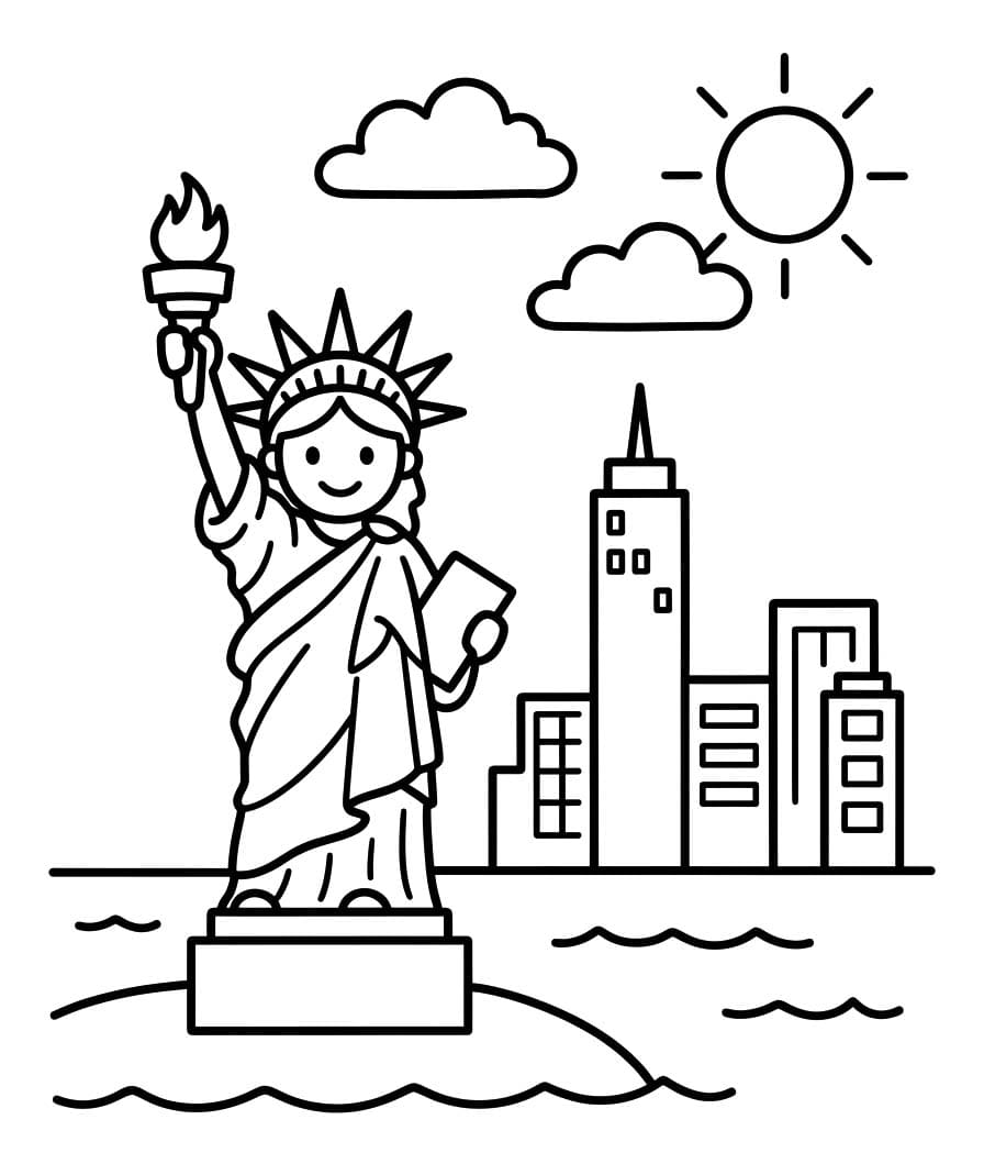 Temel Özgürlük Heykeli Çizim Boyama Sayfası
