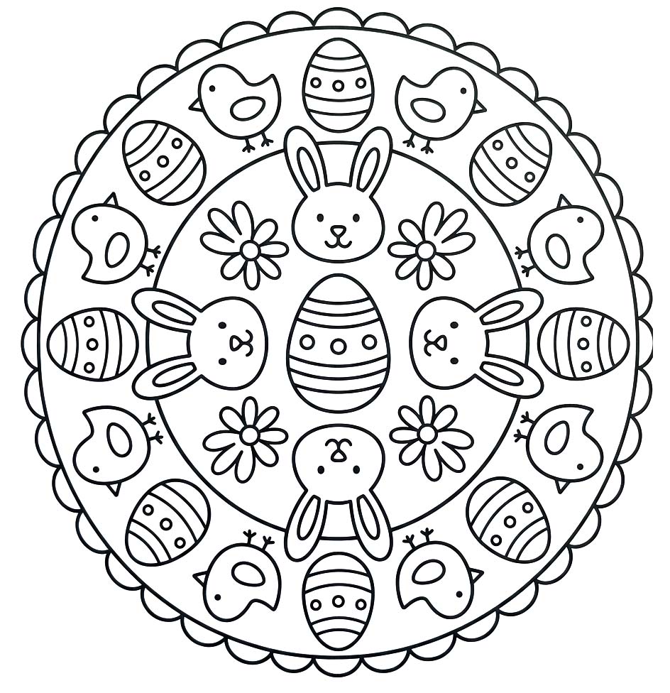 Temel Paskalya Mandala resim Boyama Sayfası