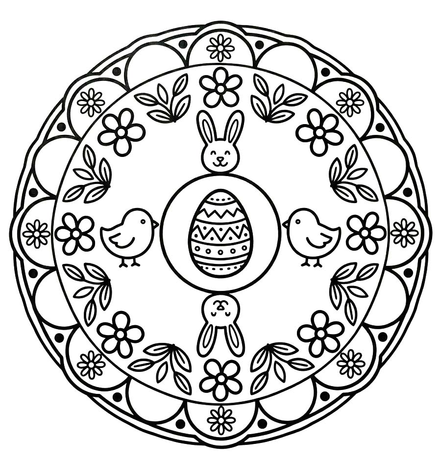 Temel Paskalya Mandala Boyama Sayfası