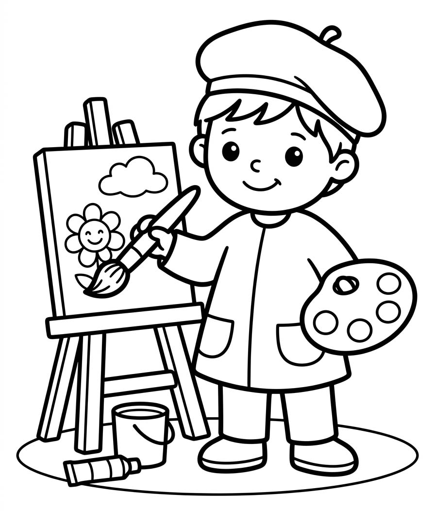 Temel Ressam resim Boyama Sayfası