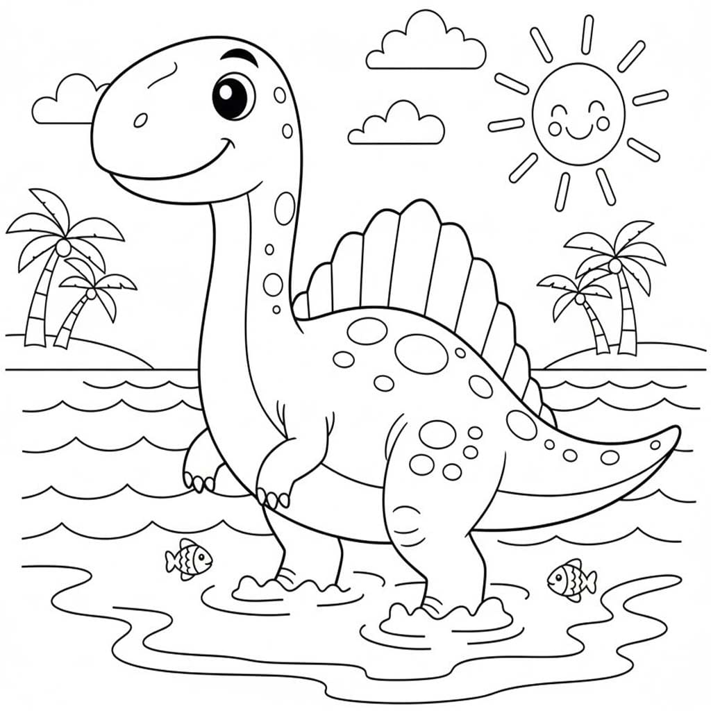 Temel Spinosaurus Çizim Boyama Sayfası
