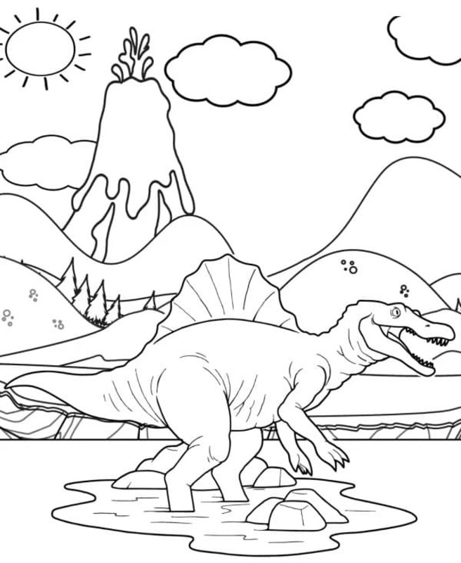 Temel Spinosaurus Boyama Sayfası