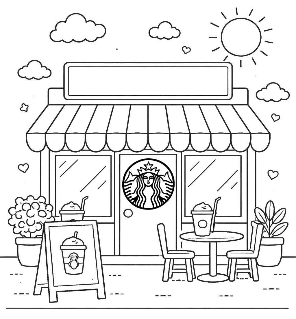 Temel Starbucks Çizim Boyama Sayfası