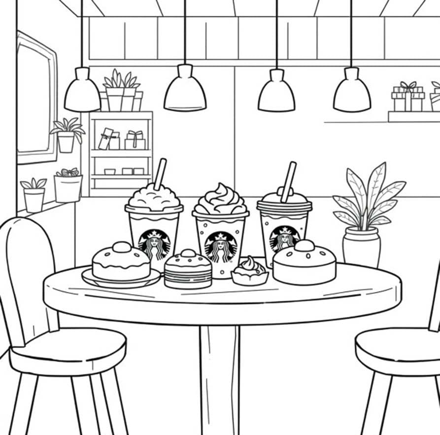 Temel Starbucks resim Boyama Sayfası