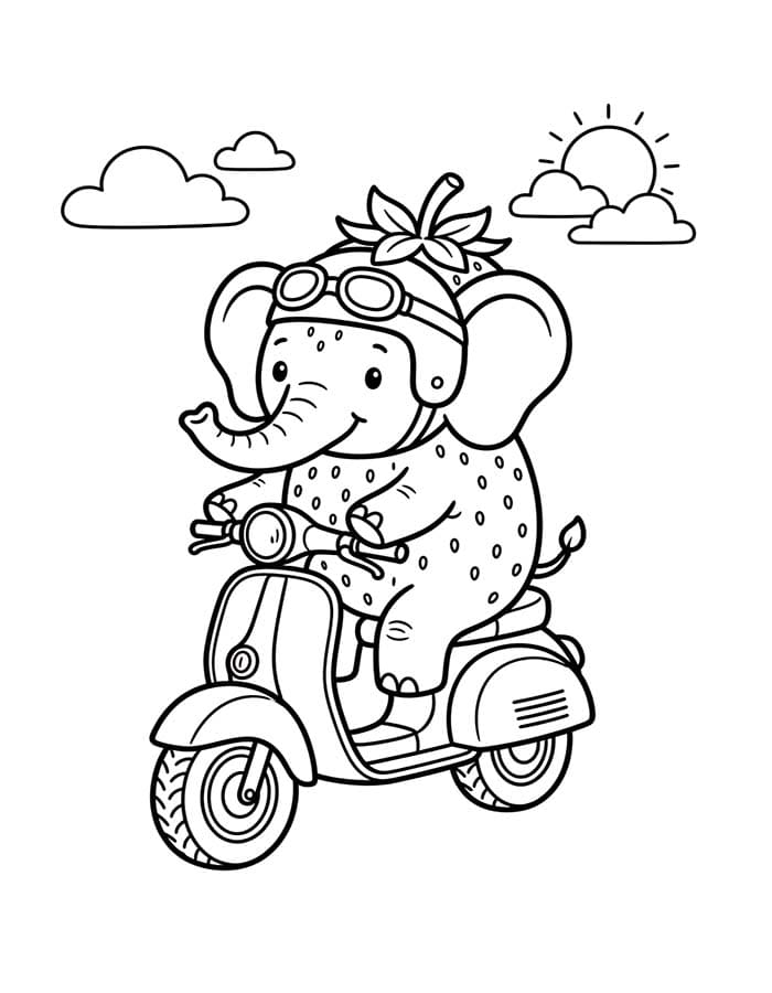 Temel Strawberry Elephant Çizim Boyama Sayfası