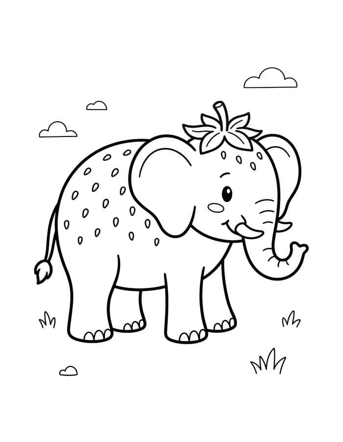 Temel Strawberry Elephant resim Boyama Sayfası
