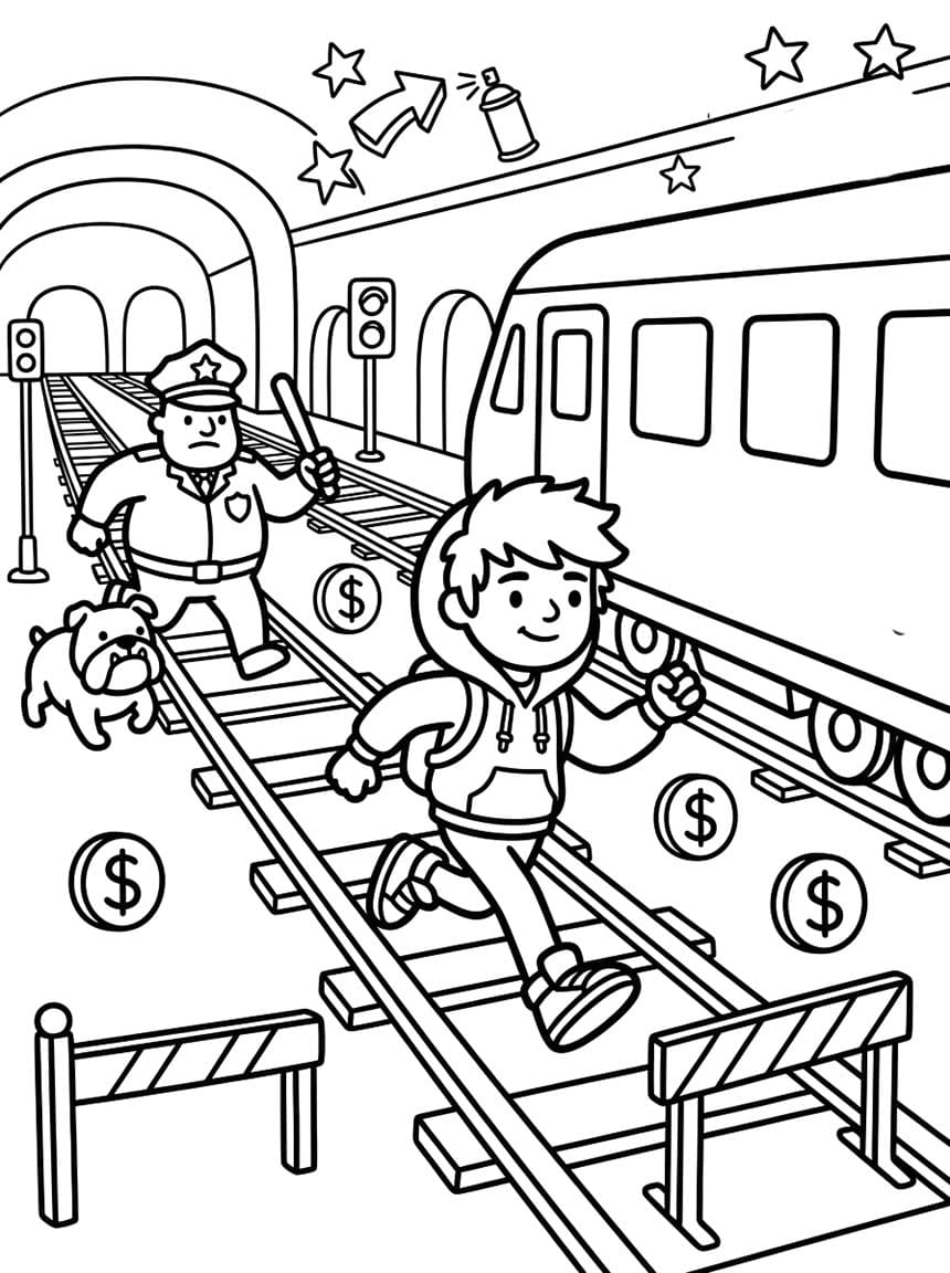 Temel Subway Surfers resim Boyama Sayfası
