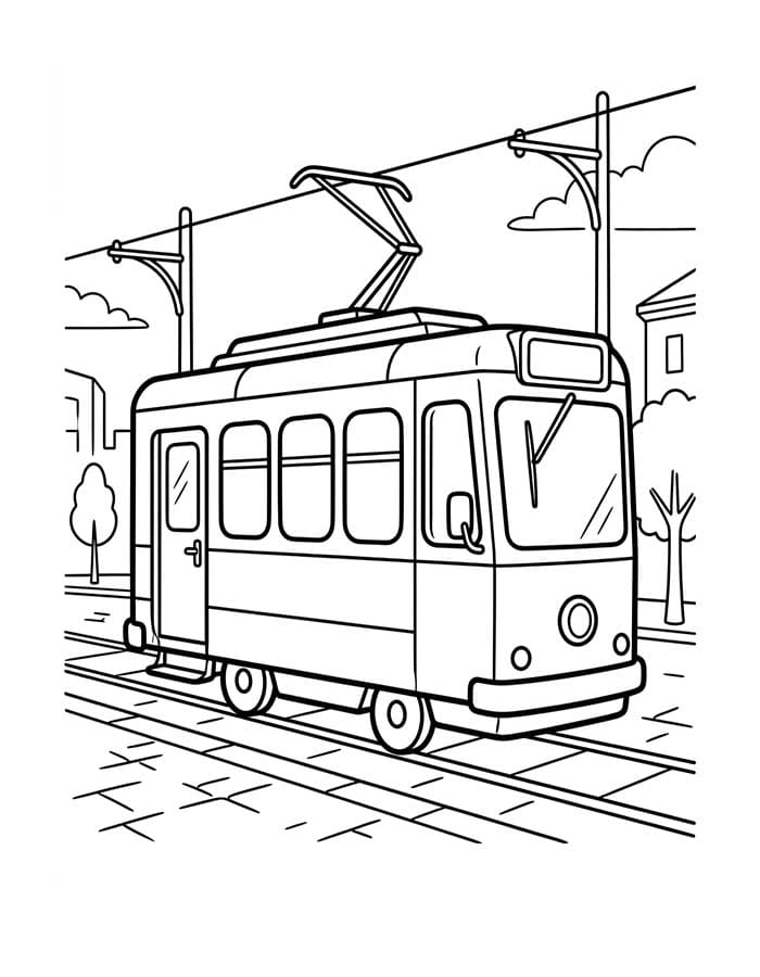 Temel Tramvay Çizim Boyama Sayfası