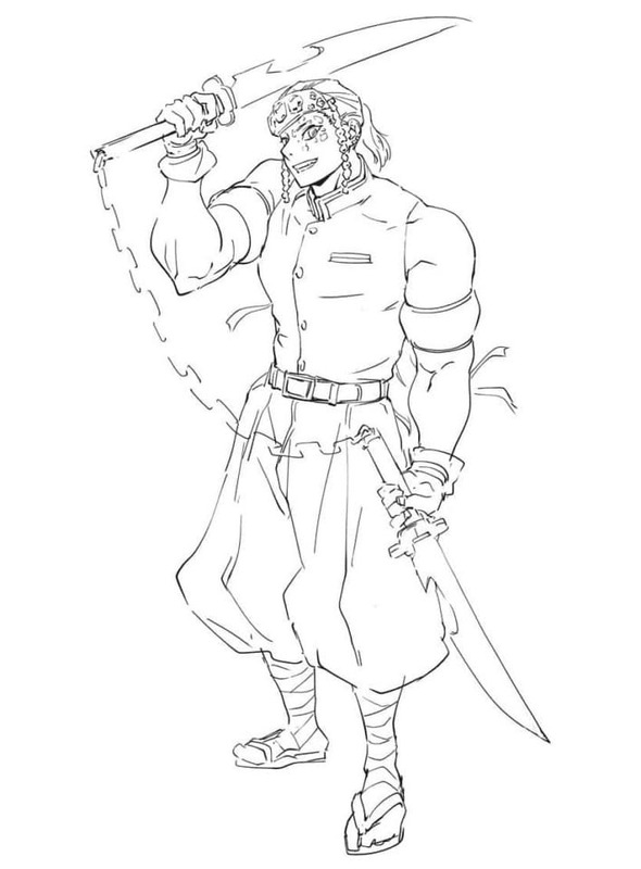 Tengen Uzui Basit Çiz Boyama Sayfası