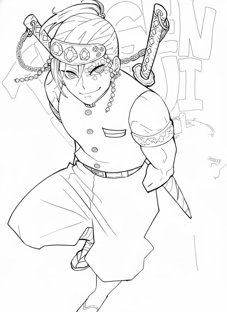 Tengen Uzui Görüntü Boyama Sayfası