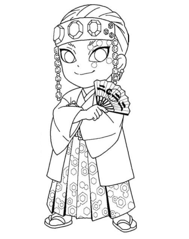 Tengen Uzui temel Çiz Boyama Sayfası