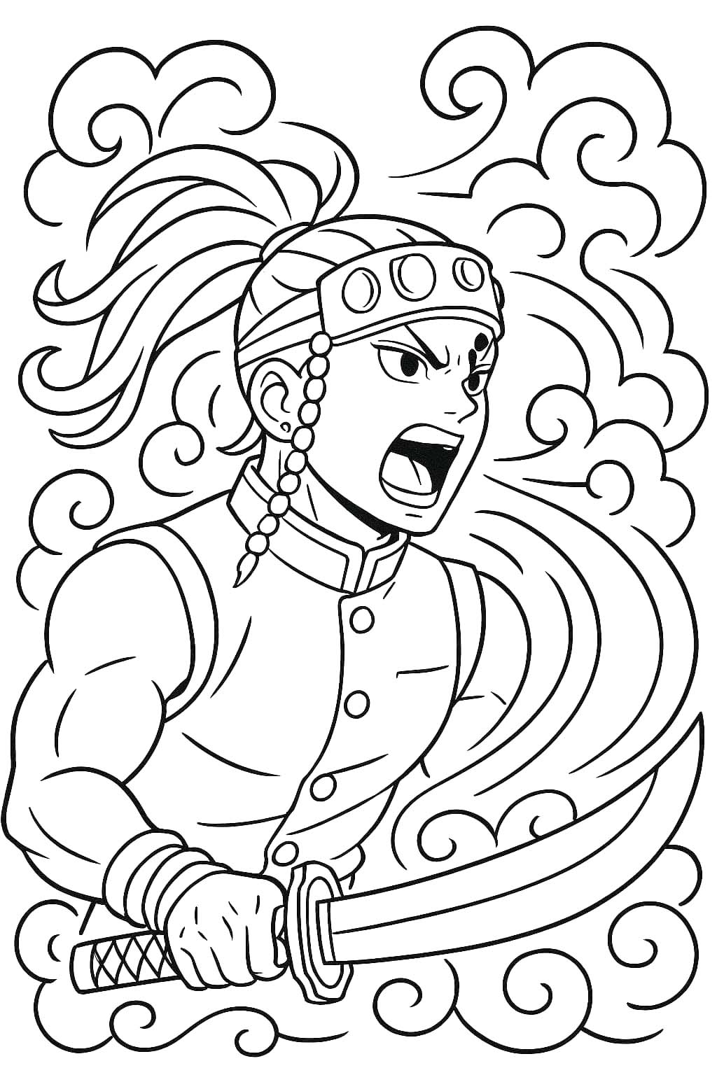 Tengen Uzui yazdırılabilir Boyama Sayfası