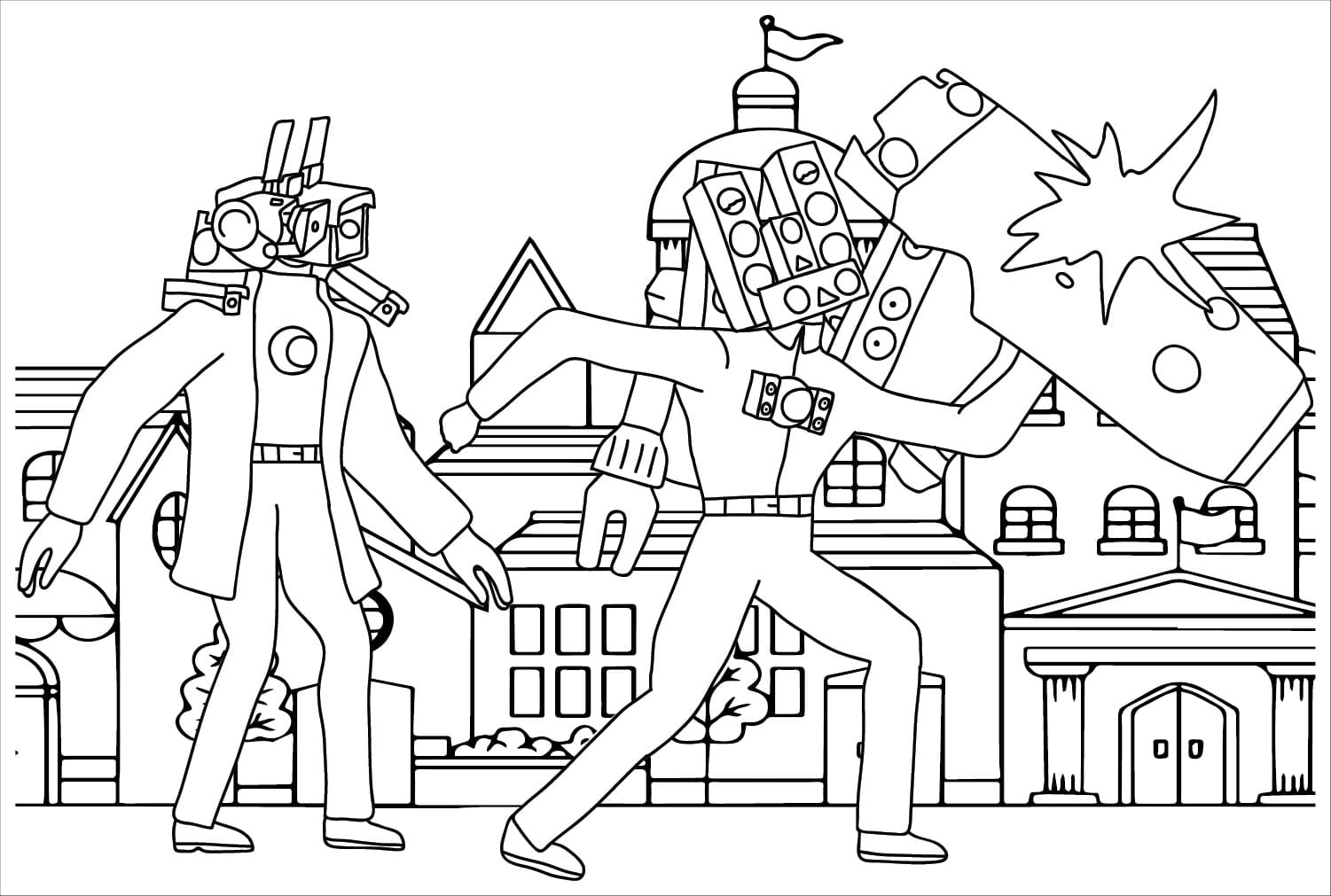 Titan Cameraman çocuklar için basit Boyama Sayfası