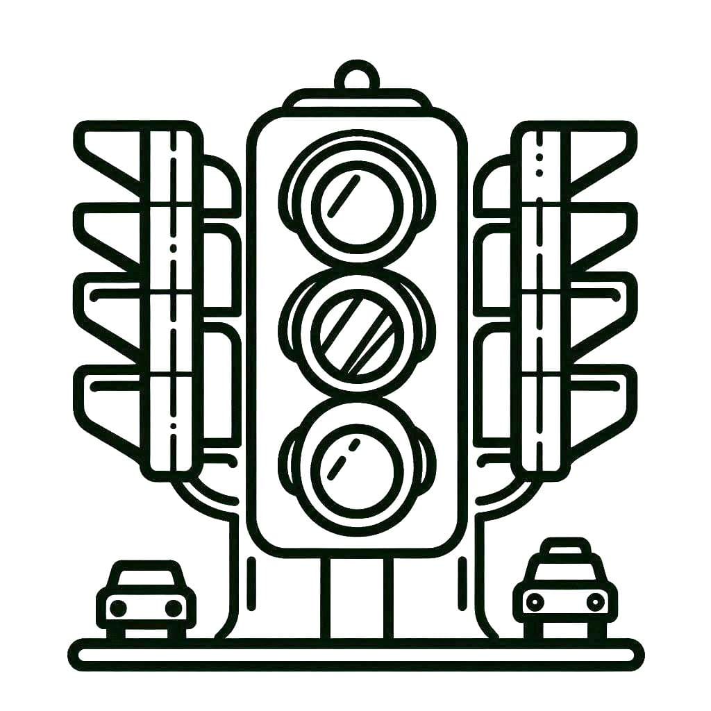 Trafik ışıkları basit Boyama Sayfası
