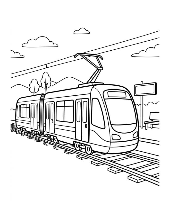 Tramvay ücretsiz Boyama Sayfası