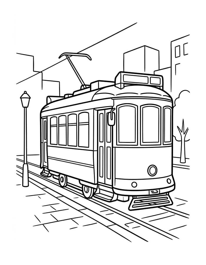 Tramvay yazdırılabilir Boyama Sayfası