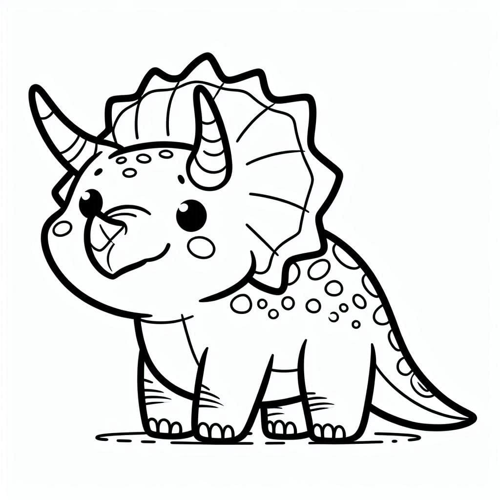 Triceratops'u sevimli çiz Boyama Sayfası