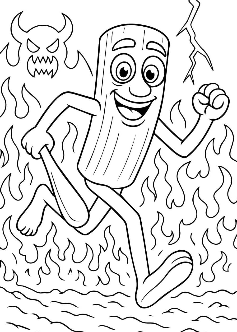 Tung Tung Tung Sahur çocuklar için yazdırılabilir Boyama Sayfası