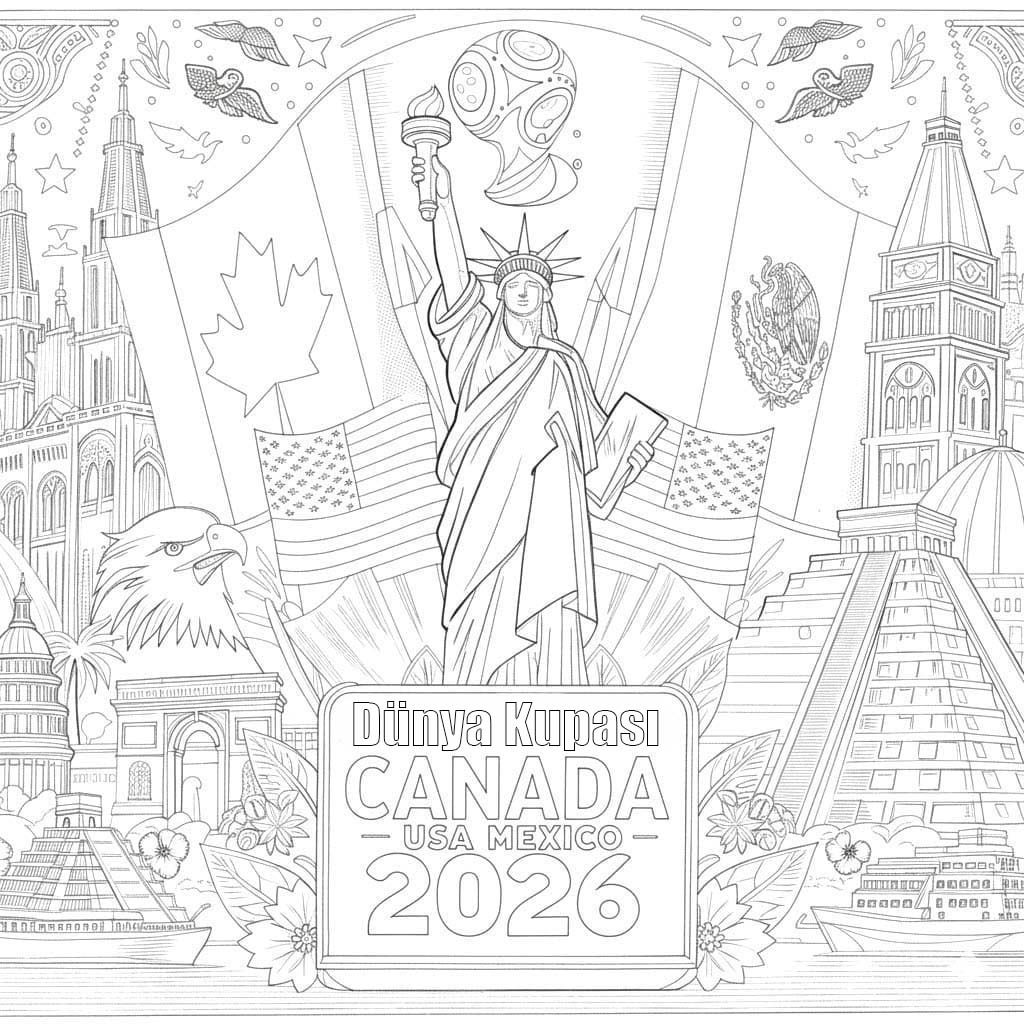 Ücretsiz 2026 Dünya Kupası Görüntü Boyama Sayfası