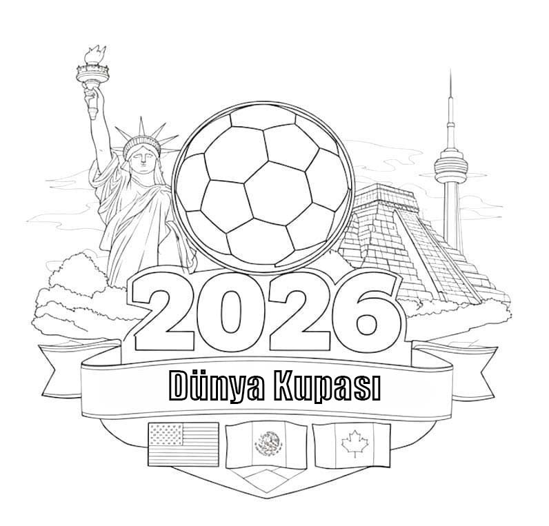Ücretsiz 2026 Dünya Kupası resim Boyama Sayfası