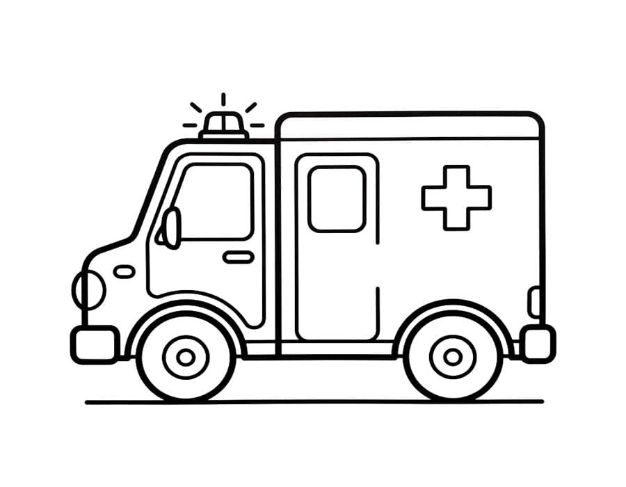 Ücretsiz Ambulans Çizim Boyama Sayfası