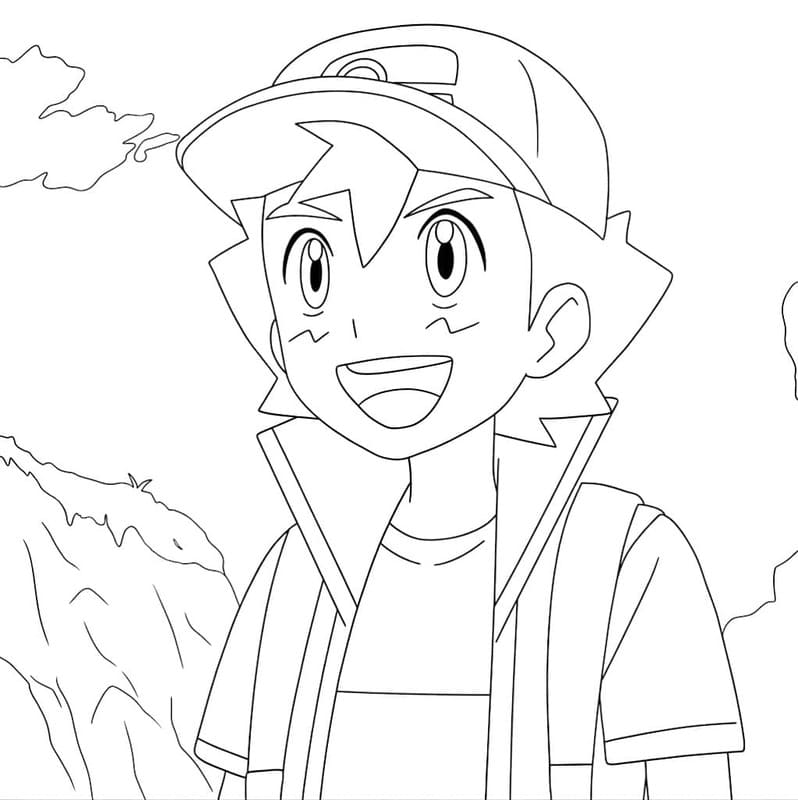 Ücretsiz Ash Ketchum Boyama Sayfası